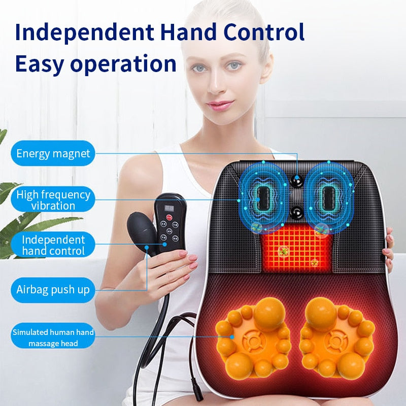 Massageador Corporal elétrico Cabeça Pescoço Tração Cervical Travesseiro Traseiro de Carro com Aquecimento Dispositivo de Massagem Vibratória