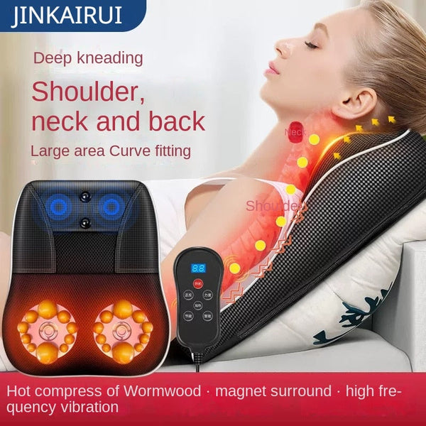 Massageador Corporal elétrico Cabeça Pescoço Tração Cervical Travesseiro Traseiro de Carro com Aquecimento Dispositivo de Massagem Vibratória