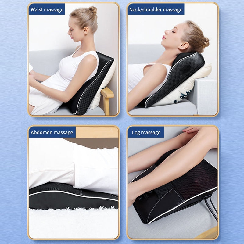 Massageador Corporal elétrico Cabeça Pescoço Tração Cervical Travesseiro Traseiro de Carro com Aquecimento Dispositivo de Massagem Vibratória